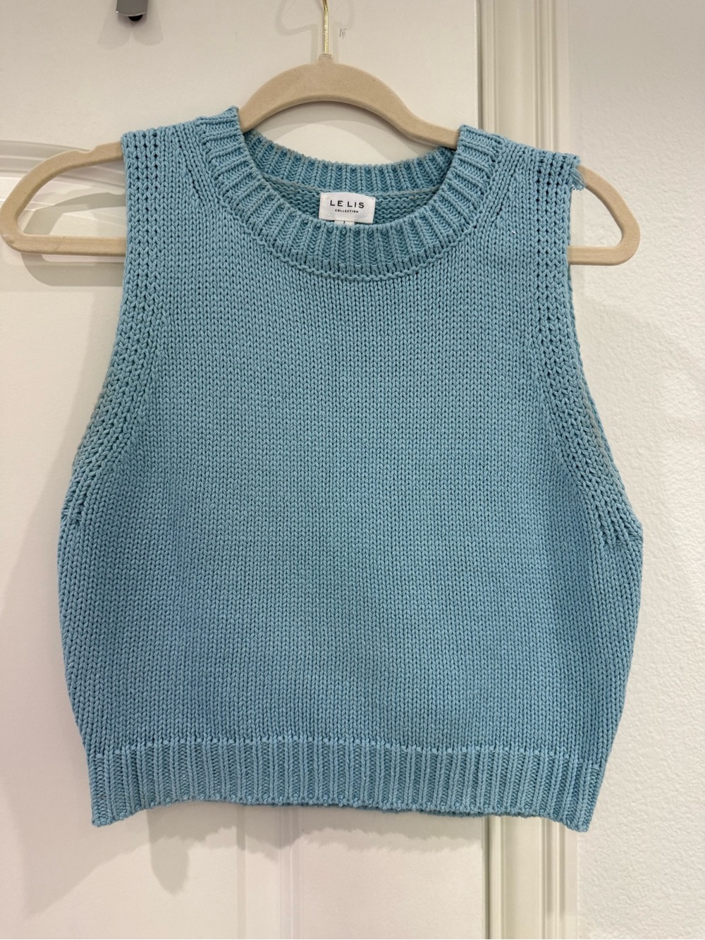 Le Lis Pastel Blue Knit Crewneck Sweater Vest